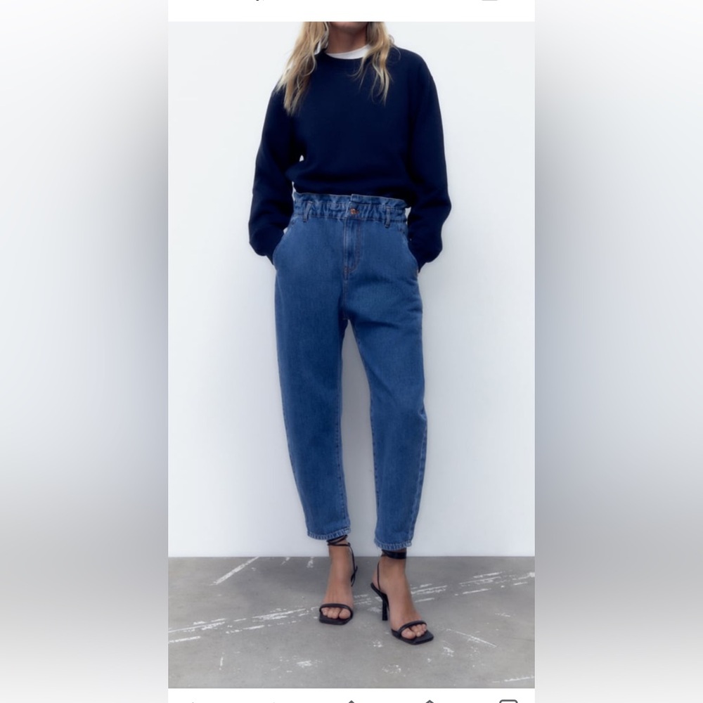 NWT black ZARA paperbag baggy jeans 4